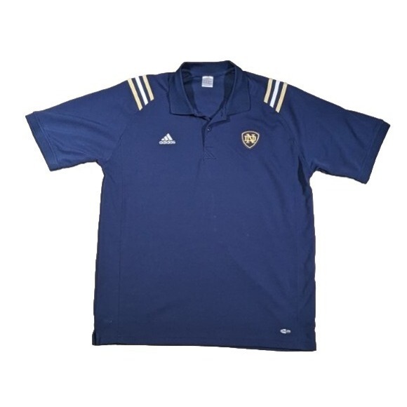Adidas Notre Dame Fighting Irish Three Stripe Climalite Polo Shirt Men's Large - Picture 1 of 4